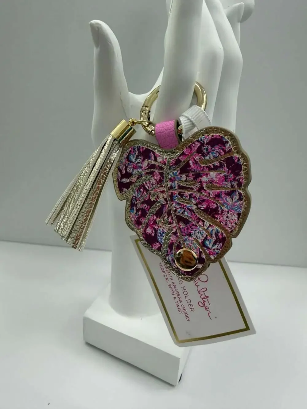 Lilly Pulitzer GPS Tag Holder in Amarena Cherry Tropical With A Twist